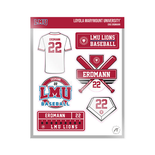 LMU - NCAA Baseball : Eric Erdmann - Sticker Sheet-0