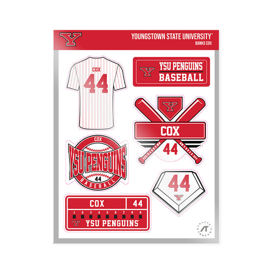 Youngstown State - NCAA Baseball : Banks Cox - Sticker Sheet-0