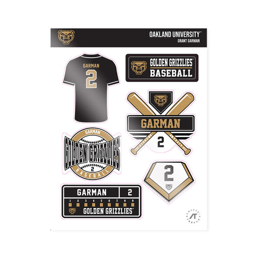 Oakland - NCAA Baseball : Grant Garman - Sticker Sheet-0