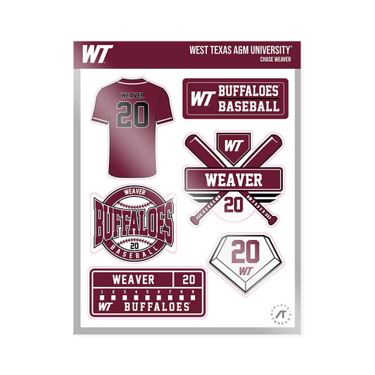 WTAMU - NCAA Baseball : Chase Weaver - Sticker Sheet-0