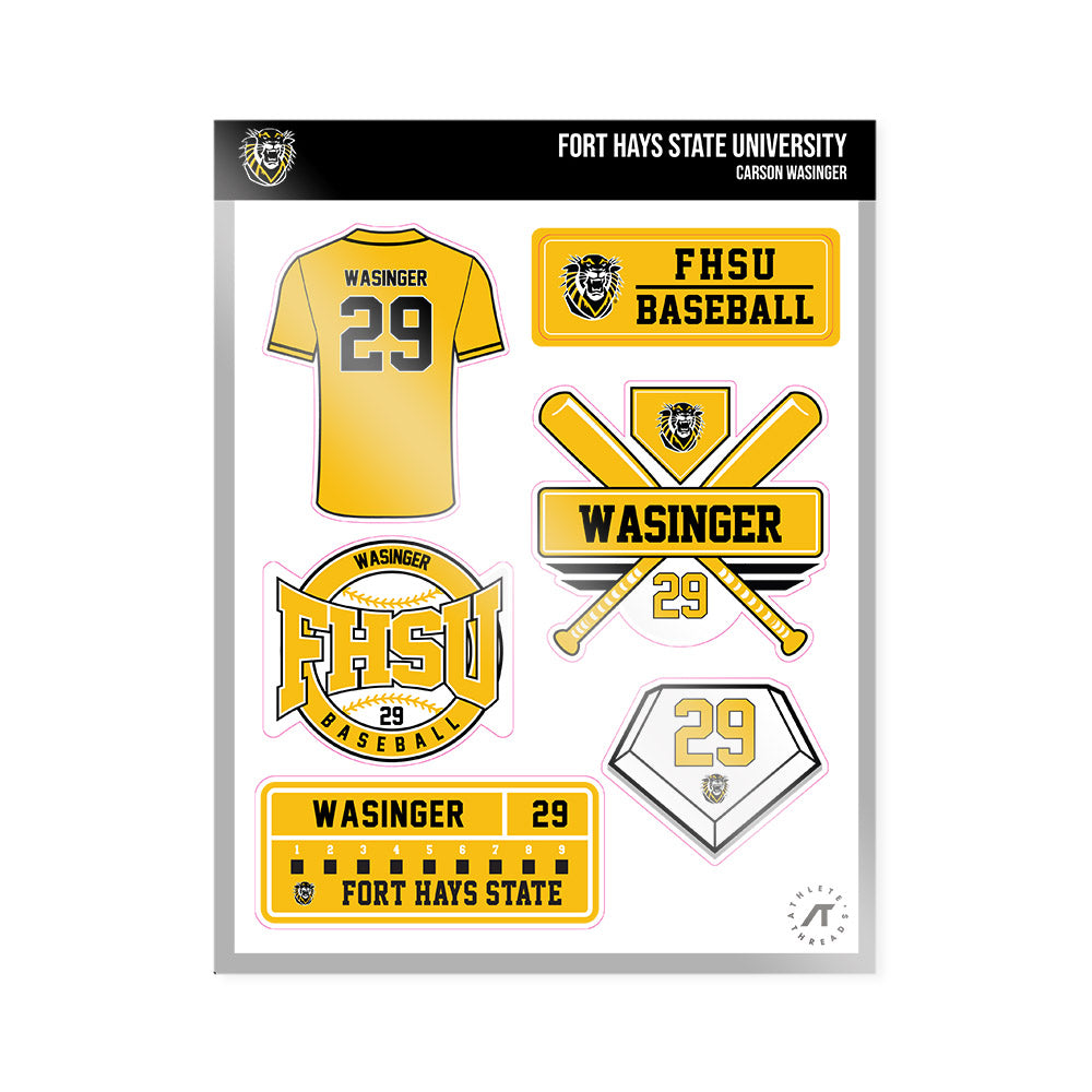 FHSU - NCAA Baseball : Carson Wasinger - Sticker Sheet-0