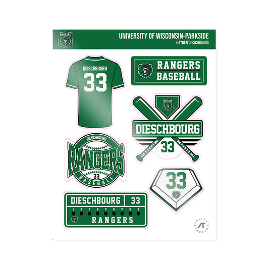 UW Parkside - NCAA Baseball : Hayden Dieschbourg - Sticker Sheet-0