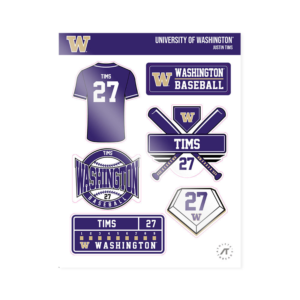 Washington - NCAA Baseball : Justin Tims - Sticker Sheet-0