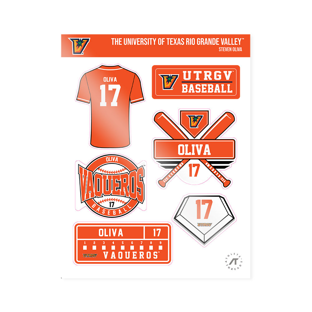 UTRGV - NCAA Baseball : Steven Oliva - Sticker Sheet-0