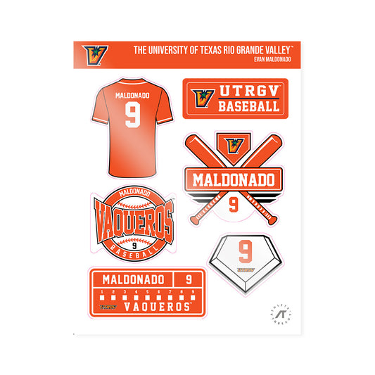 UTRGV - NCAA Baseball : Evan Maldonado - Sticker Sheet-0