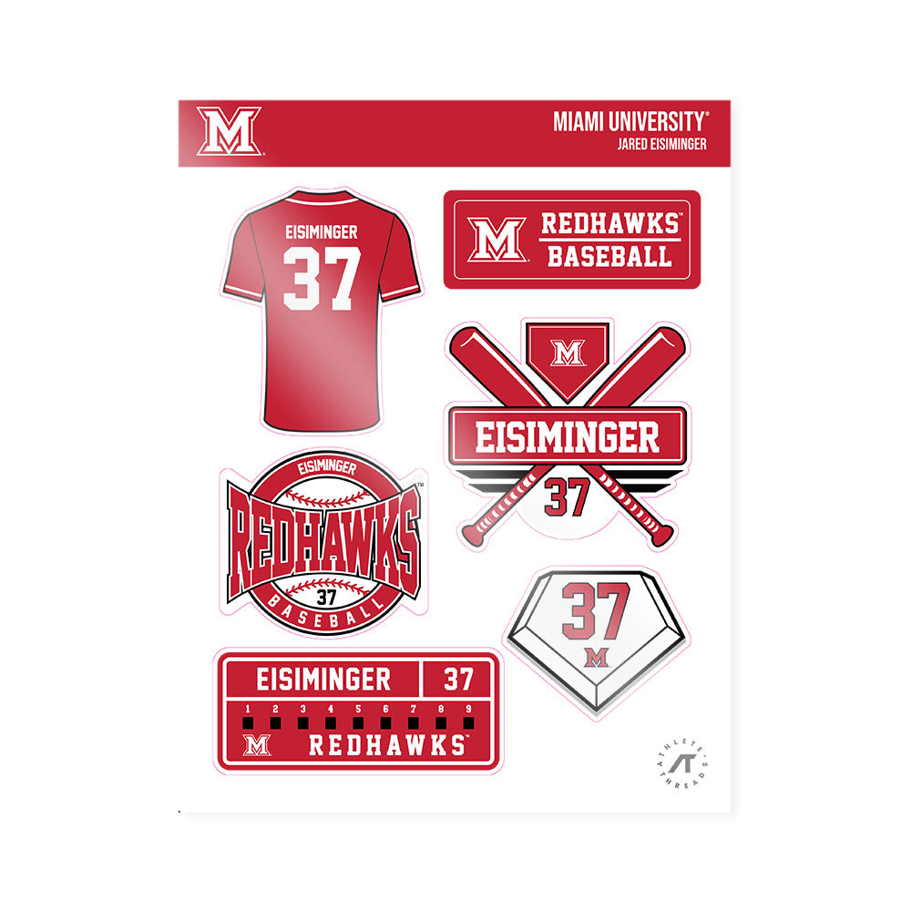 Miami of Ohio - NCAA Baseball : Jared Eisiminger - Sticker Sheet-0
