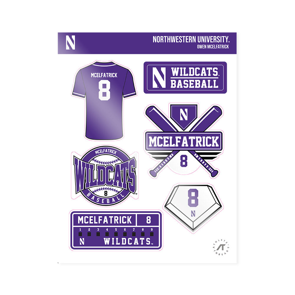 Northwestern - NCAA Baseball : Owen McElfatrick - Sticker Sheet-0