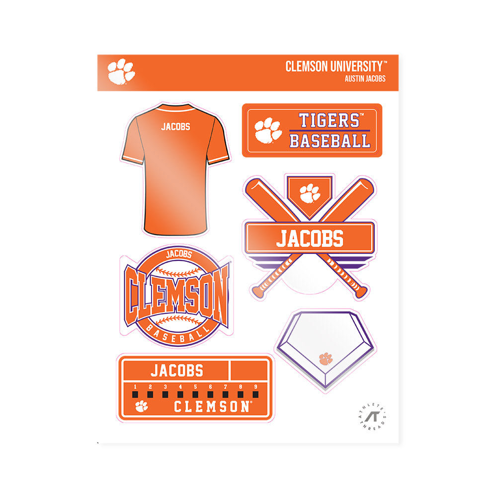 Clemson - NCAA Baseball : Austin Jacobs - Sticker Sheet-0