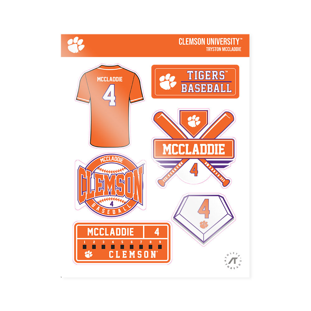 Clemson - NCAA Baseball : Tryston McCladdie - Sticker Sheet-0