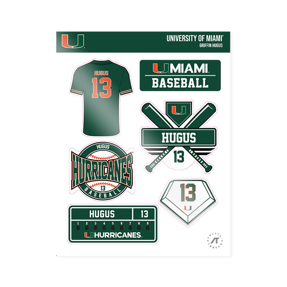 Miami - NCAA Baseball : Griffin Hugus - Sticker Sheet-0