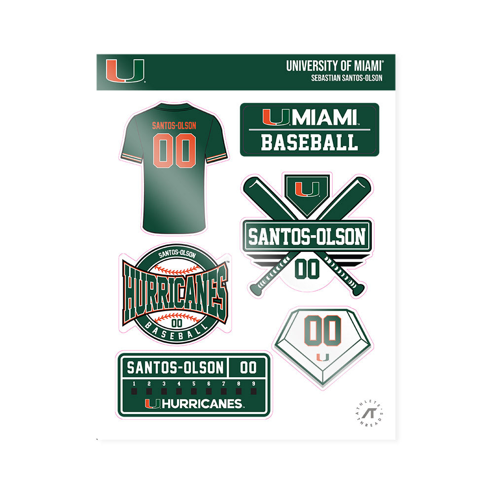 Miami - NCAA Baseball : Sebastian Santos-Olson - Sticker Sheet-0