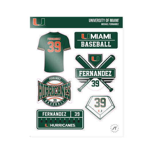 Miami - NCAA Baseball : Michael Fernandez - Sticker Sheet-0