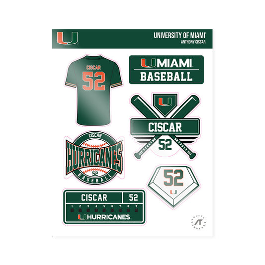 Miami - NCAA Baseball : Anthony Ciscar - Sticker Sheet-0