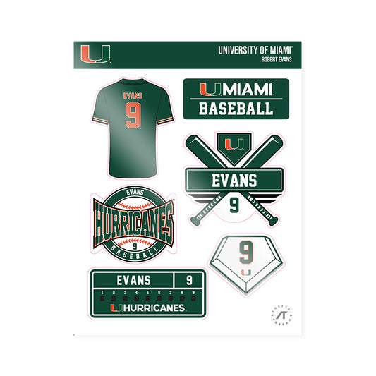 Miami - NCAA Baseball : Robert Evans - Sticker Sheet-0