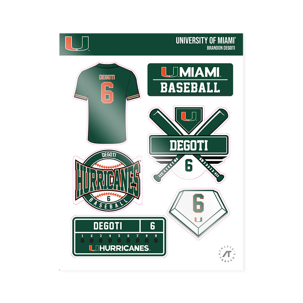 Miami - NCAA Baseball : Brandon DeGoti - Sticker Sheet-0
