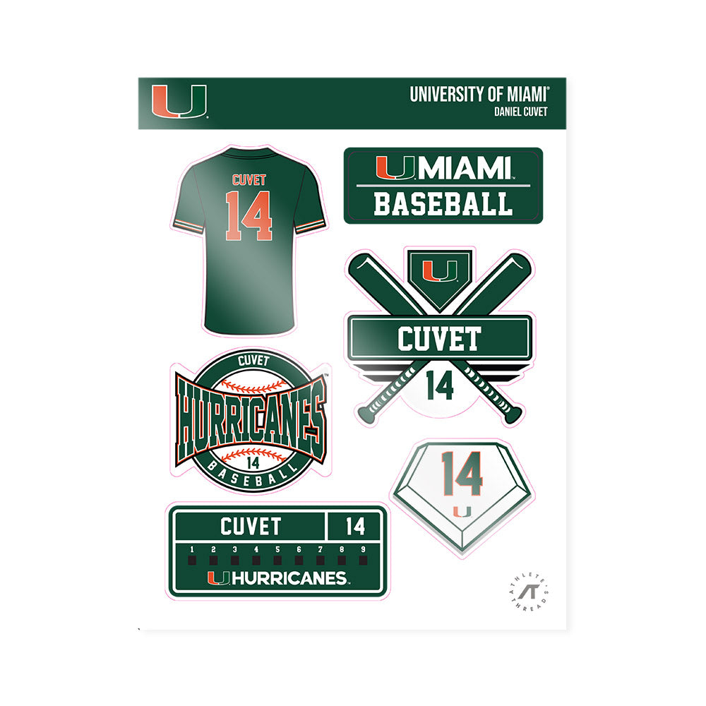 Miami - NCAA Baseball : Daniel Cuvet - Sticker Sheet-0