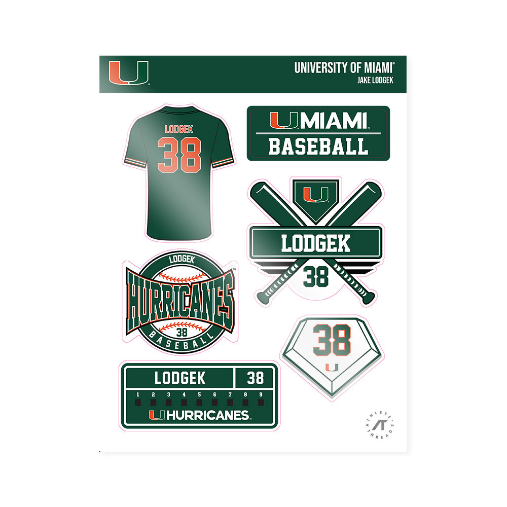 Miami - NCAA Baseball : Jake Lodgek - Sticker Sheet-0