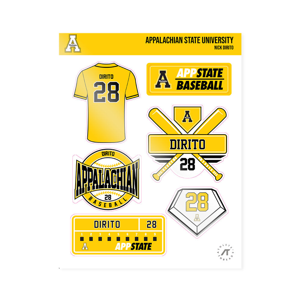App State - NCAA Baseball : Nick DiRito - Sticker Sheet-0