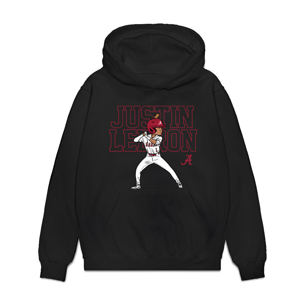 Alabama - NCAA Baseball : Justin Lebron - Player Illustration Premium Hooded Sweatshirt-0