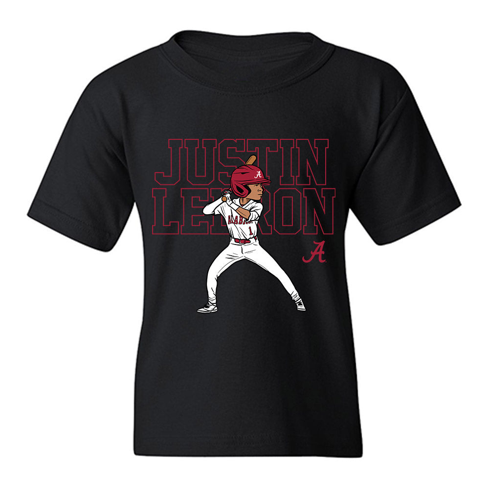 Alabama - NCAA Baseball : Justin Lebron - Player Illustration Youth T-Shirt-0