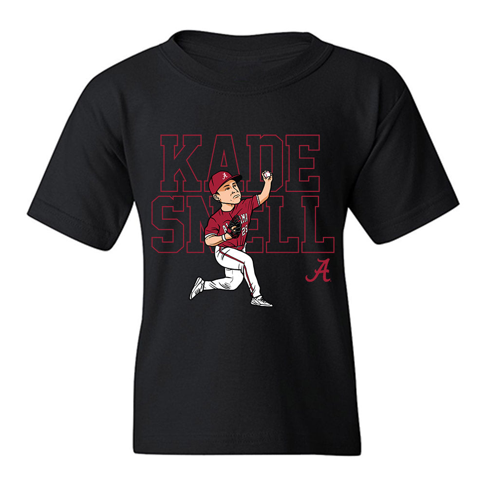 Alabama - NCAA Baseball : Kade Snell - Player Illustration Youth T-Shirt-0
