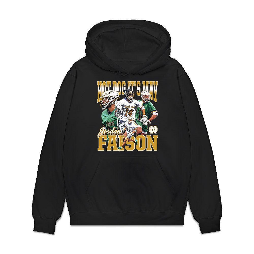Notre Dame - NCAA Men's Lacrosse : Jordan Faison - Collage Premium Hooded Sweatshirt-0