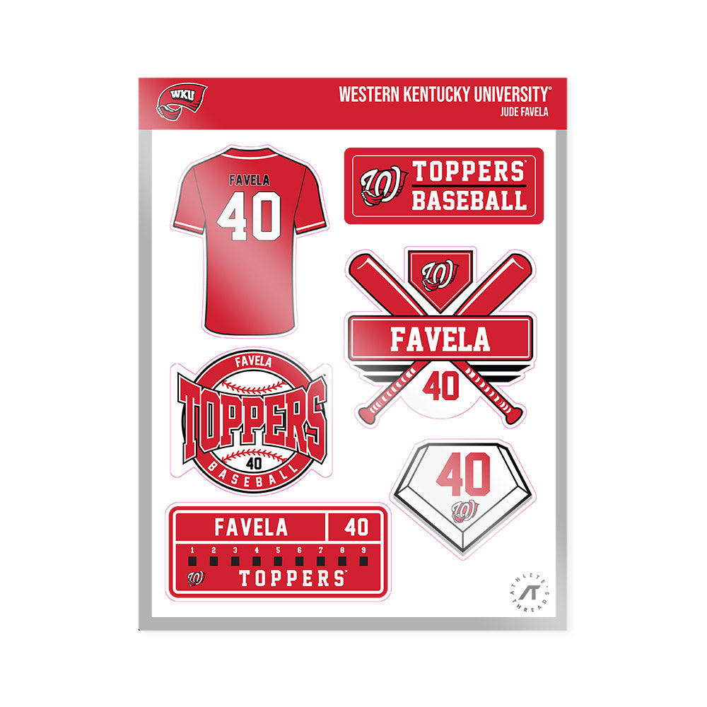 Western Kentucky - NCAA Baseball : Jude Favela - Sticker Sheet-0
