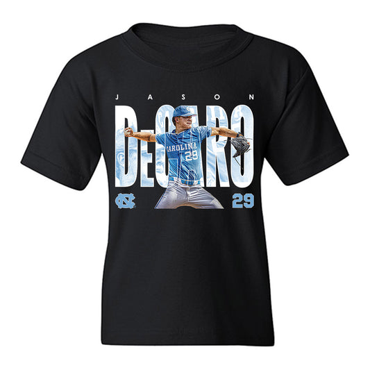 UNC - NCAA Baseball : Jason DeCaro - Collage Youth T-Shirt-0