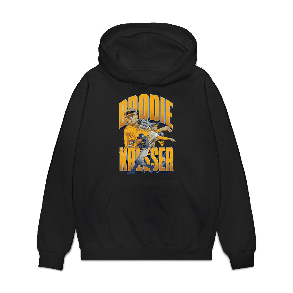 West Virginia - NCAA Baseball : Brodie Kresser - Collage Premium Hooded Sweatshirt-0