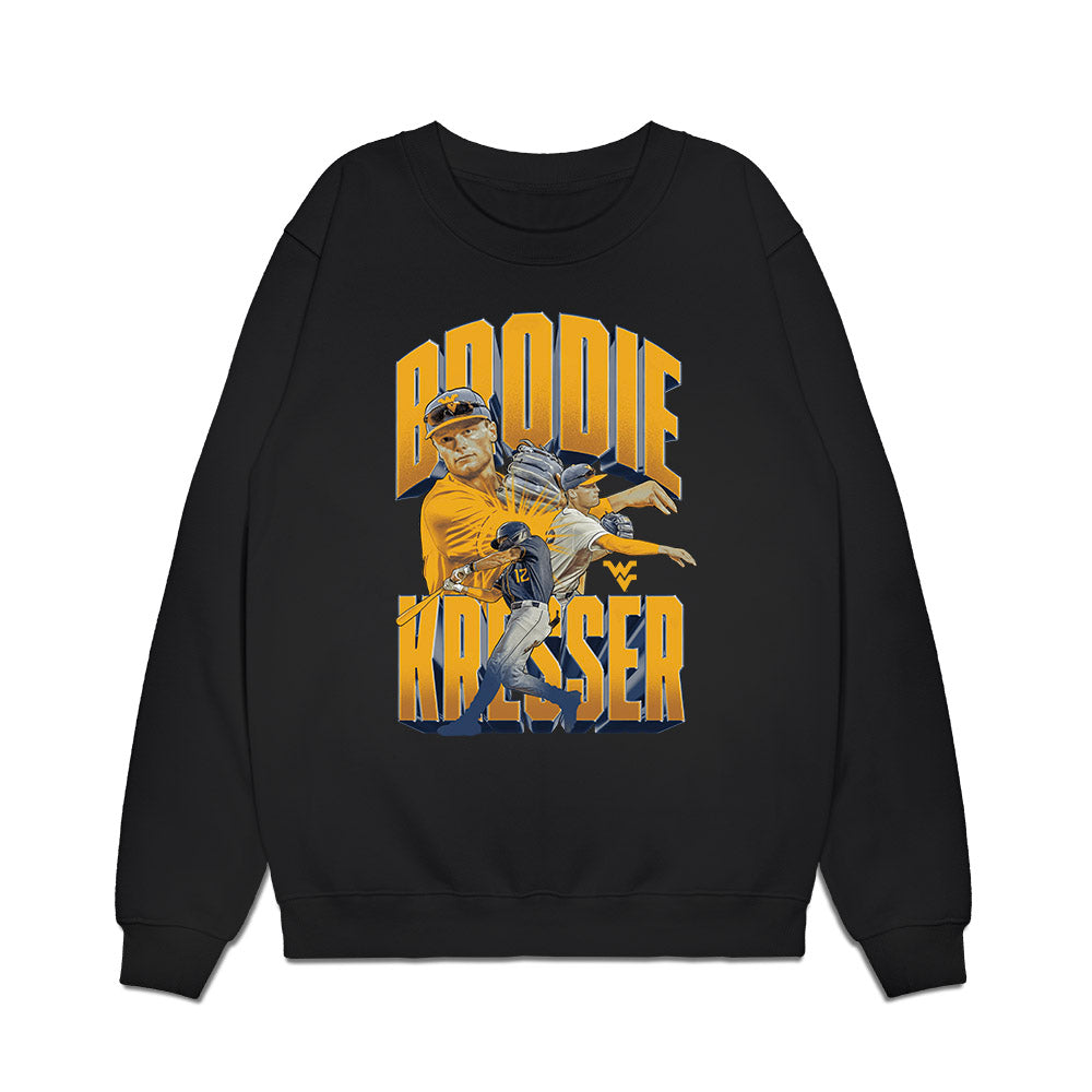 West Virginia - NCAA Baseball : Brodie Kresser - Collage Premium Crewneck Sweatshirt-0