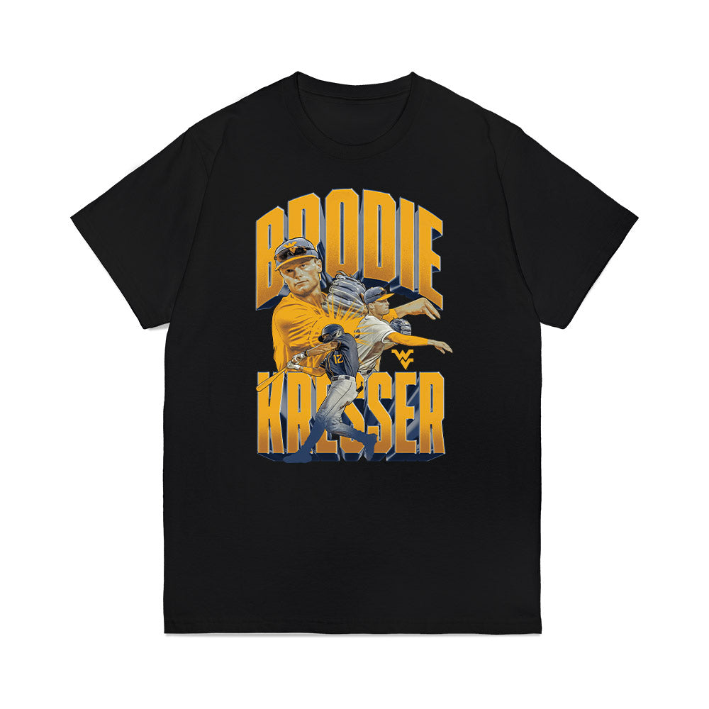 West Virginia - NCAA Baseball : Brodie Kresser - Collage Premium T-Shirt-0