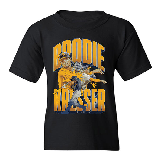 West Virginia - NCAA Baseball : Brodie Kresser - Collage Youth T-Shirt-0