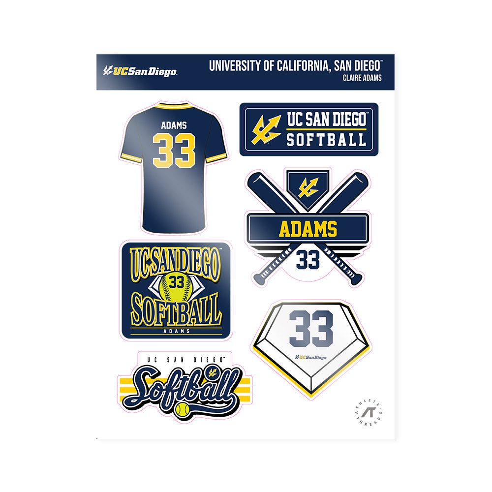 UCSD - NCAA Softball : Claire Adams - Sticker Sheet-0