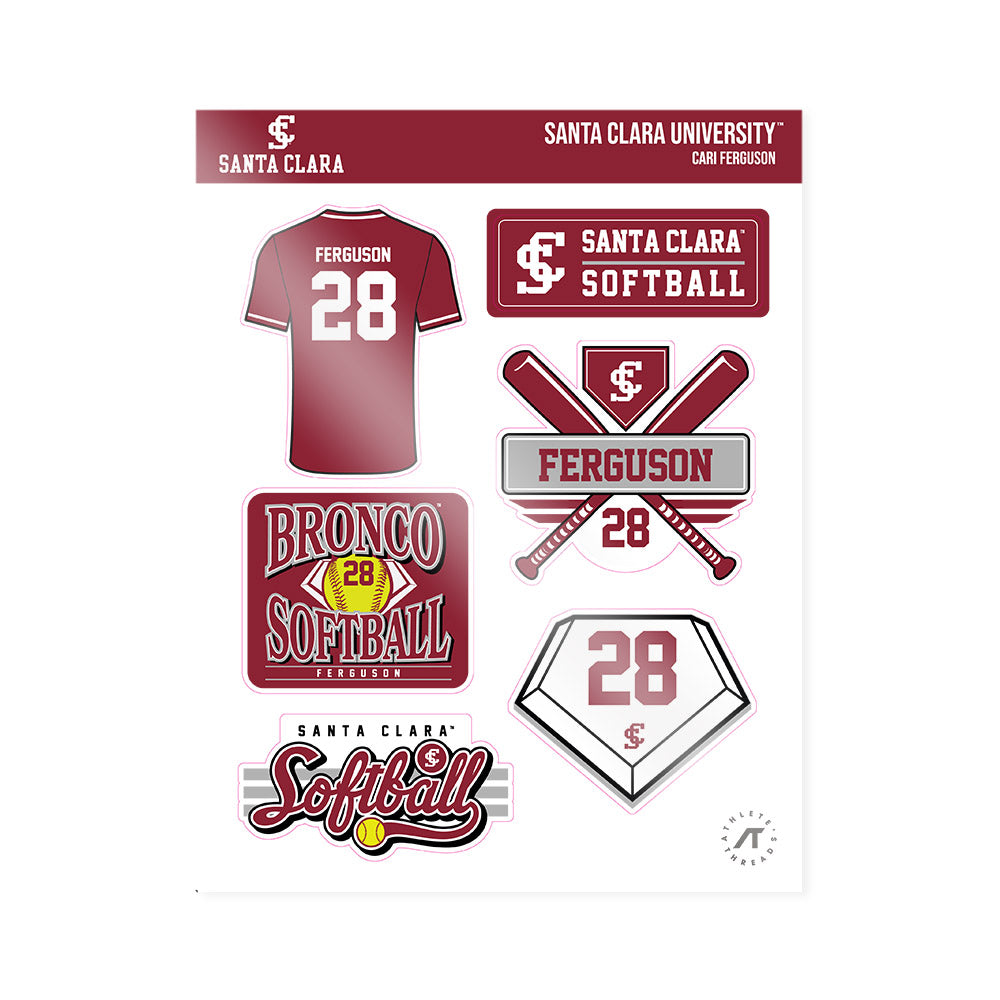 SCU - NCAA Softball : Cari Ferguson - Sticker Sheet-0