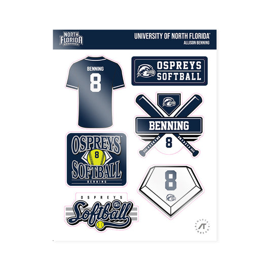 UNF - NCAA Softball : Allison Benning - Sticker Sheet-0