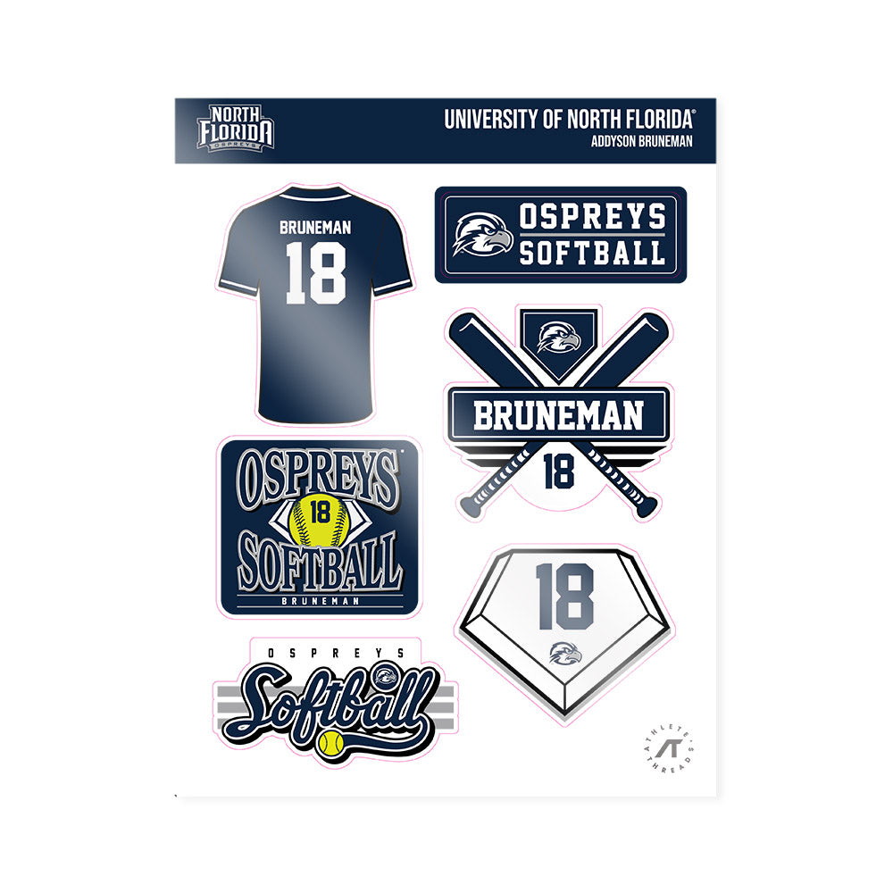 UNF - NCAA Softball : Addyson Bruneman - Sticker Sheet-0