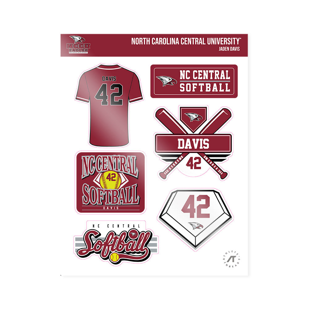 NCCU - NCAA Softball : Jaden Davis - Sticker Sheet-0