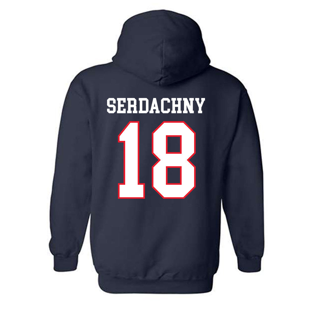 UConn - NCAA Women's Ice Hockey : Maya Serdachny - Hockey East 2024-2025 Regular Season Champs Classic Shersey Hooded Sweatshirt-1