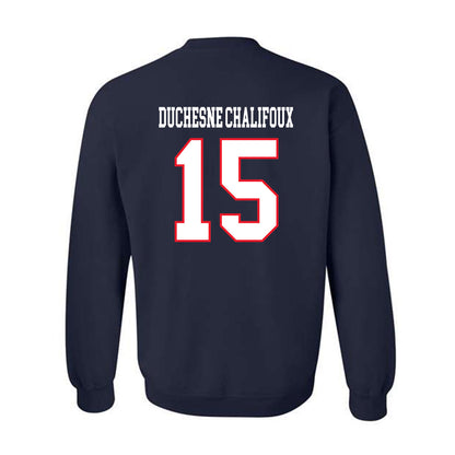 UConn - NCAA Women's Ice Hockey : Meghane Duchesne Chalifoux - Hockey East 2024-2025 Regular Season Champs Classic Shersey Crewneck Sweatshirt-1