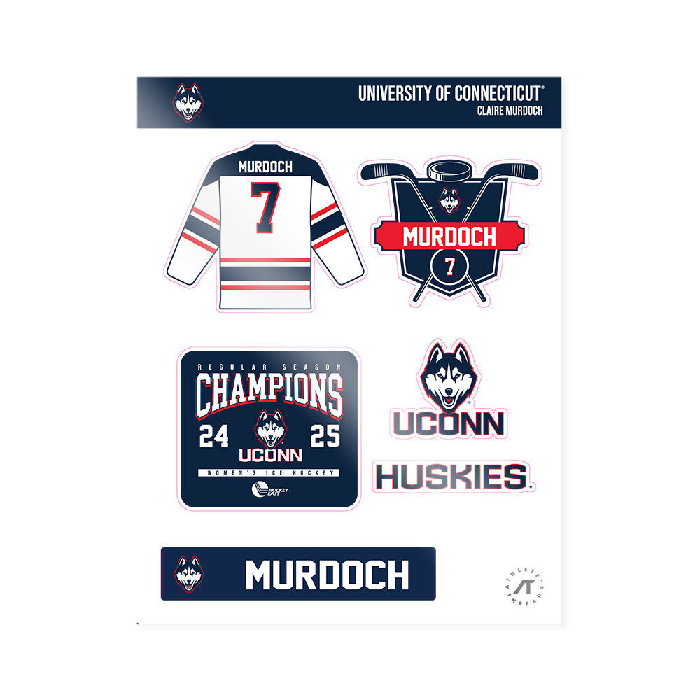 UConn - NCAA Women's Ice Hockey : Claire Murdoch - Hockey East 2024-2025 Regular Season Champs Sticker Sheet-0
