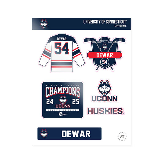 UConn - NCAA Women's Ice Hockey : Livvy Dewar - Hockey East 2024-2025 Regular Season Champs Sticker Sheet-0