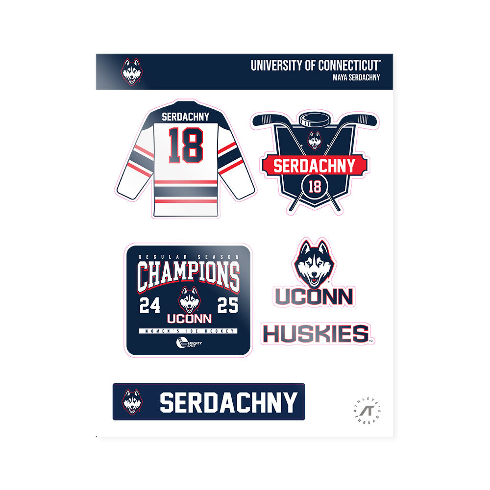 UConn - NCAA Women's Ice Hockey : Maya Serdachny - Hockey East 2024-2025 Regular Season Champs Sticker Sheet-0