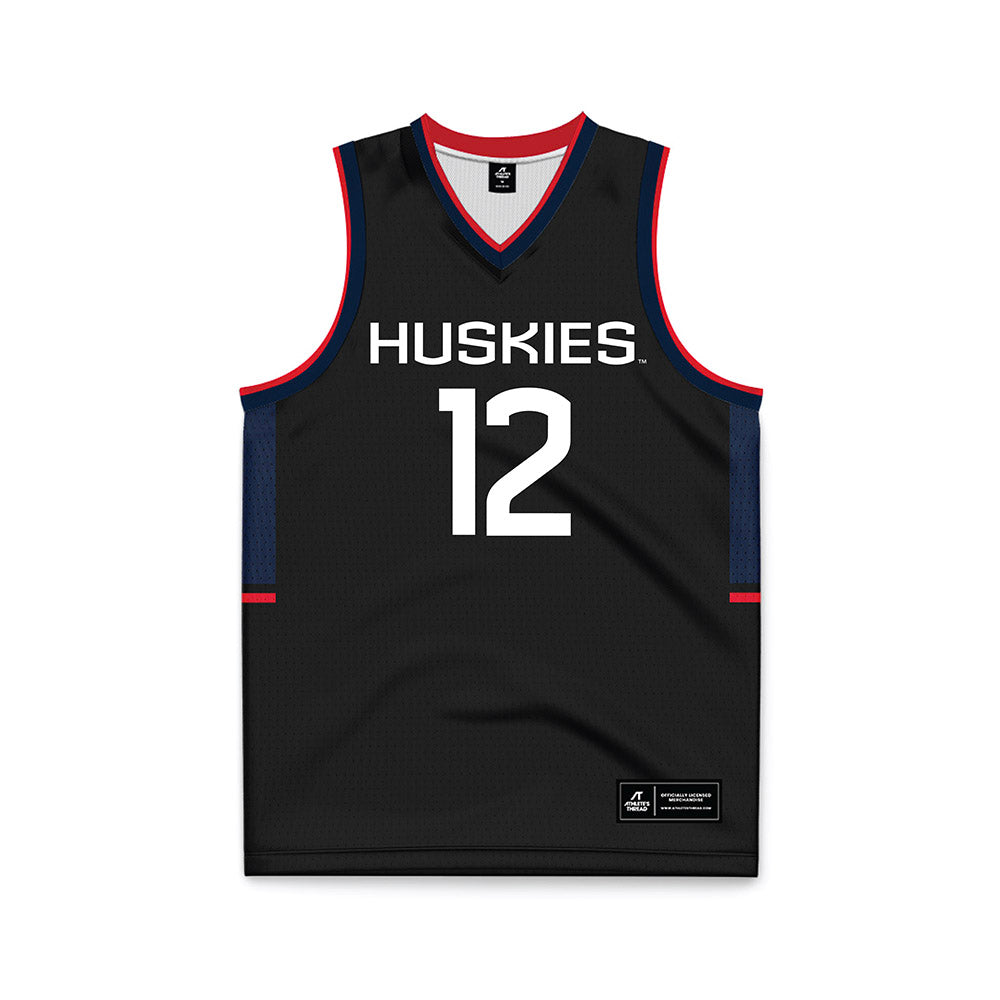 UConn - NCAA Men's Basketball : Eric Reibe - Black Basketball Jersey-0