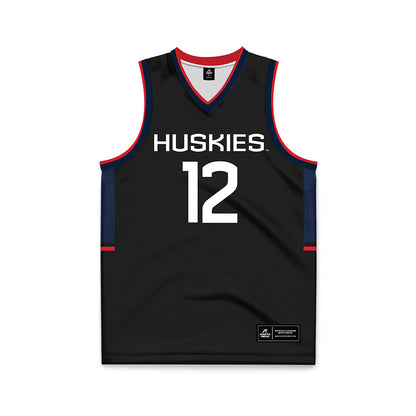 UConn - NCAA Men's Basketball : Eric Reibe - Black Basketball Jersey-0