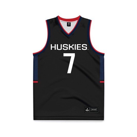 UConn - NCAA Men's Basketball : Jacob Furphy - Black Basketball Jersey-0