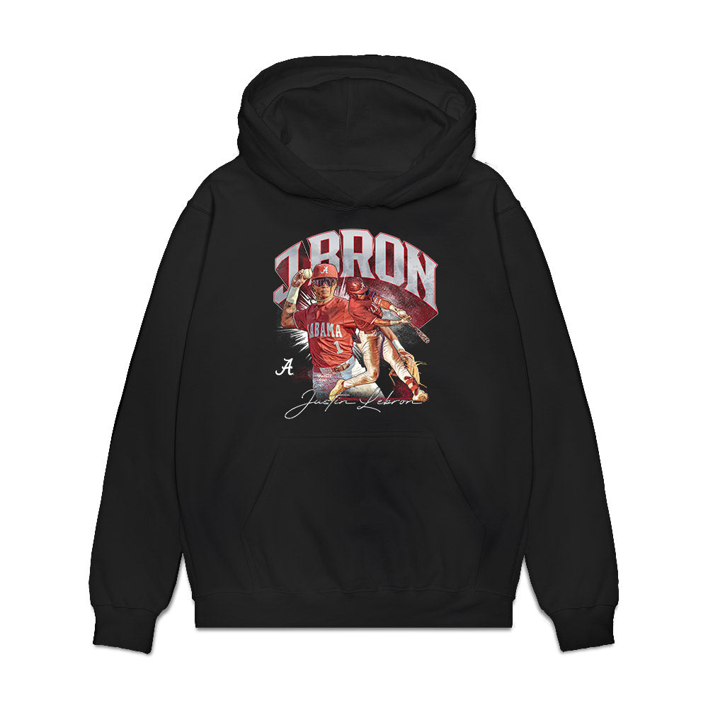 Alabama - NCAA Baseball : Justin Lebron - Player Collage Premium Hooded Sweatshirt-0