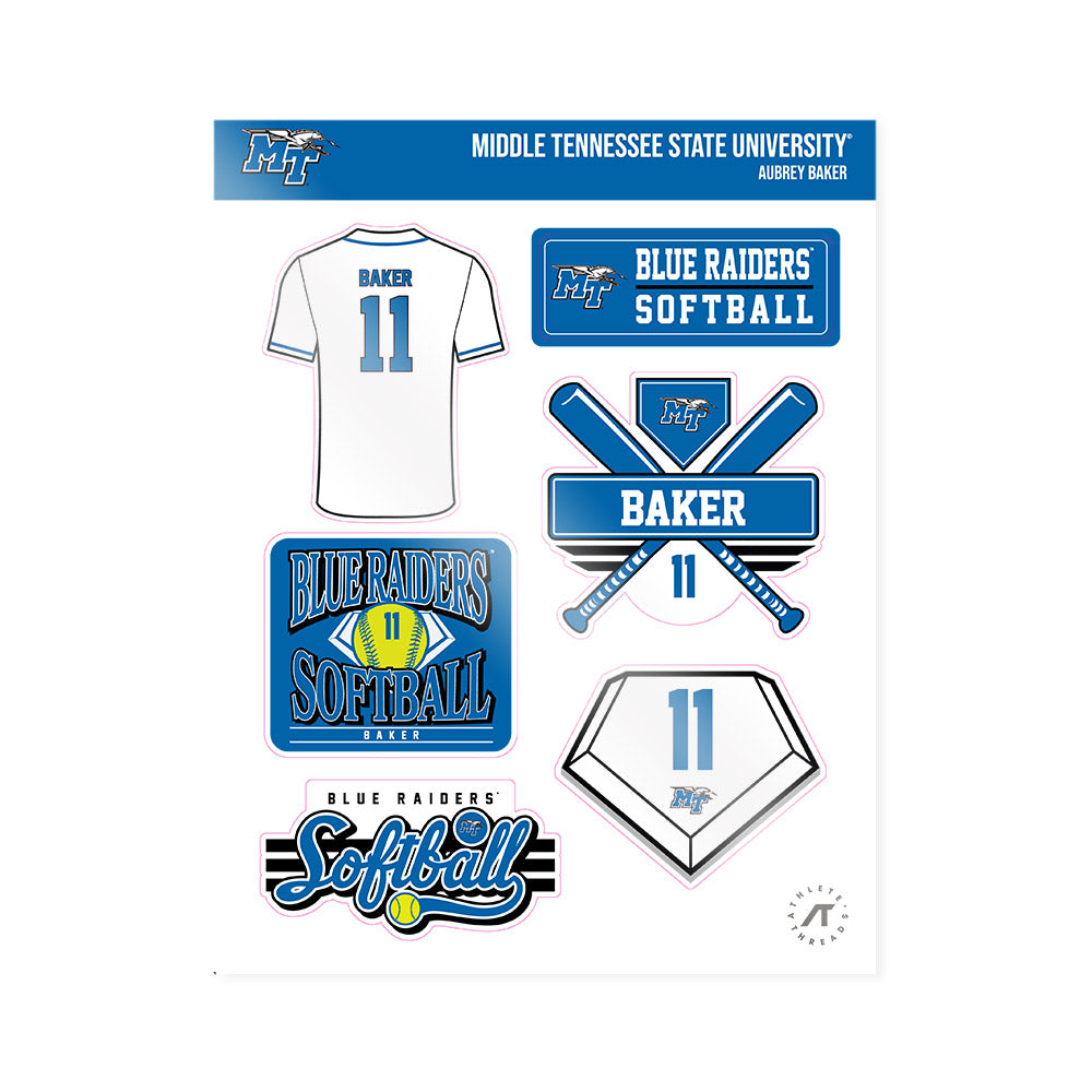 MTSU - NCAA Softball : Aubrey Baker - Sticker Sheet-0