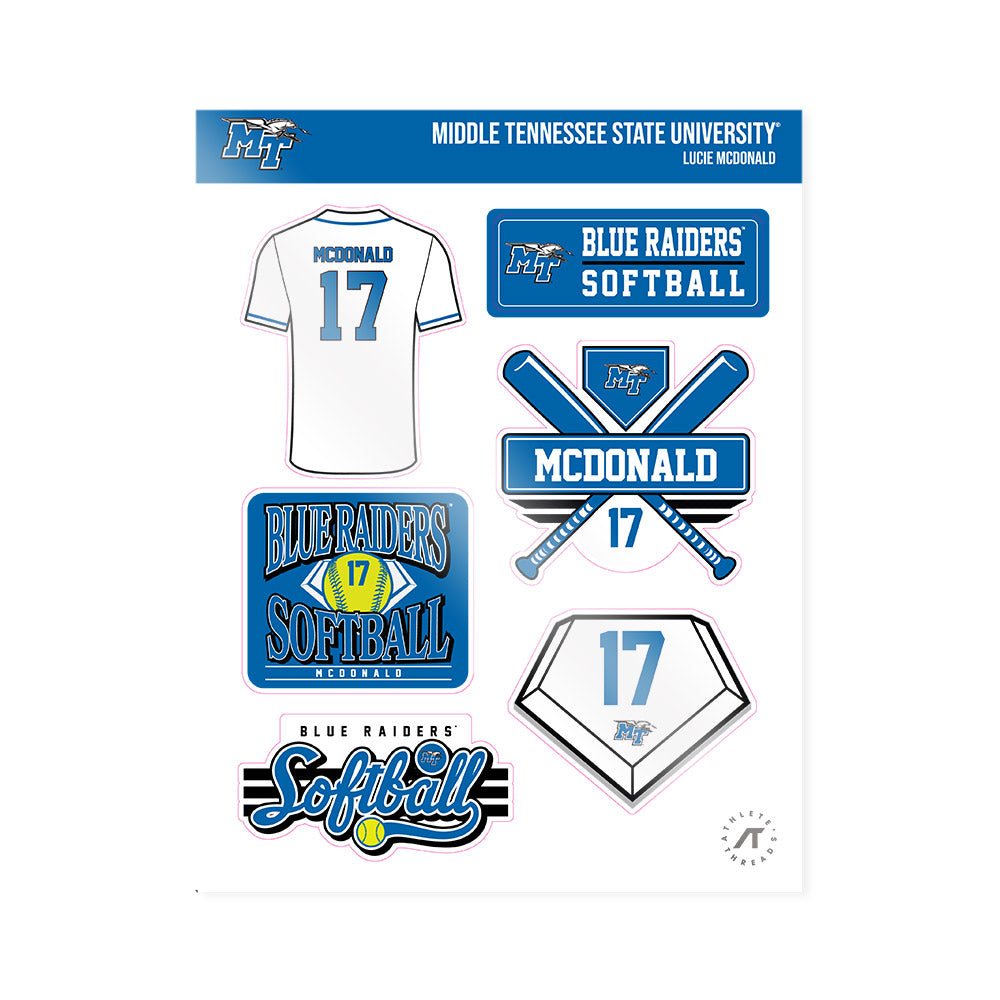 MTSU - NCAA Softball : Lucie McDonald - Sticker Sheet-0