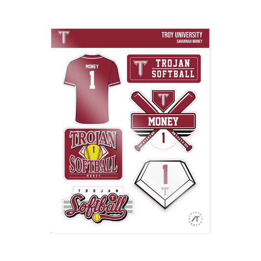 Troy - NCAA Softball : Savannah Money - Sticker Sheet-0