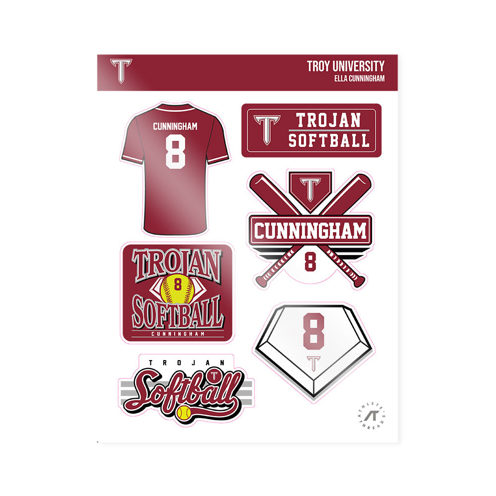 Troy - NCAA Softball : Ella Cunningham - Sticker Sheet-0